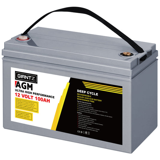 NNEDSZ 100Ah Deep Cycle Battery 12V AGM Marine Sealed Power Portable Box Solar Caravan Camping
