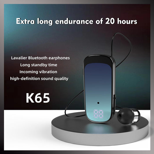 NNEDSZ K65 Wireless Business Earbuds - Retractable Cable